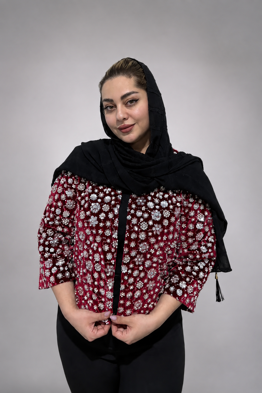 کت کوتاه مخمل سنگ دوزی شده مجلسی